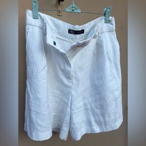 Zara Women's White Linen Shorts